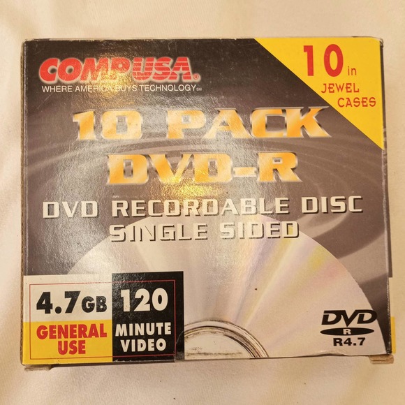 10 Pack DVD-R 120 mins 4.7 GB CompUSA - Picture 1 of 5